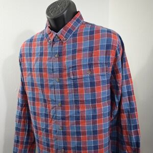 Best Made Co Button Up Mens XL Regular Blue Red Plaid Flannel Long Sleeve Pocket